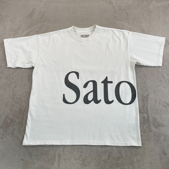 SATOSHI NAKAMOTO Logo T Shirt Men Large White Crew Neck Made in USA Short Sleeve